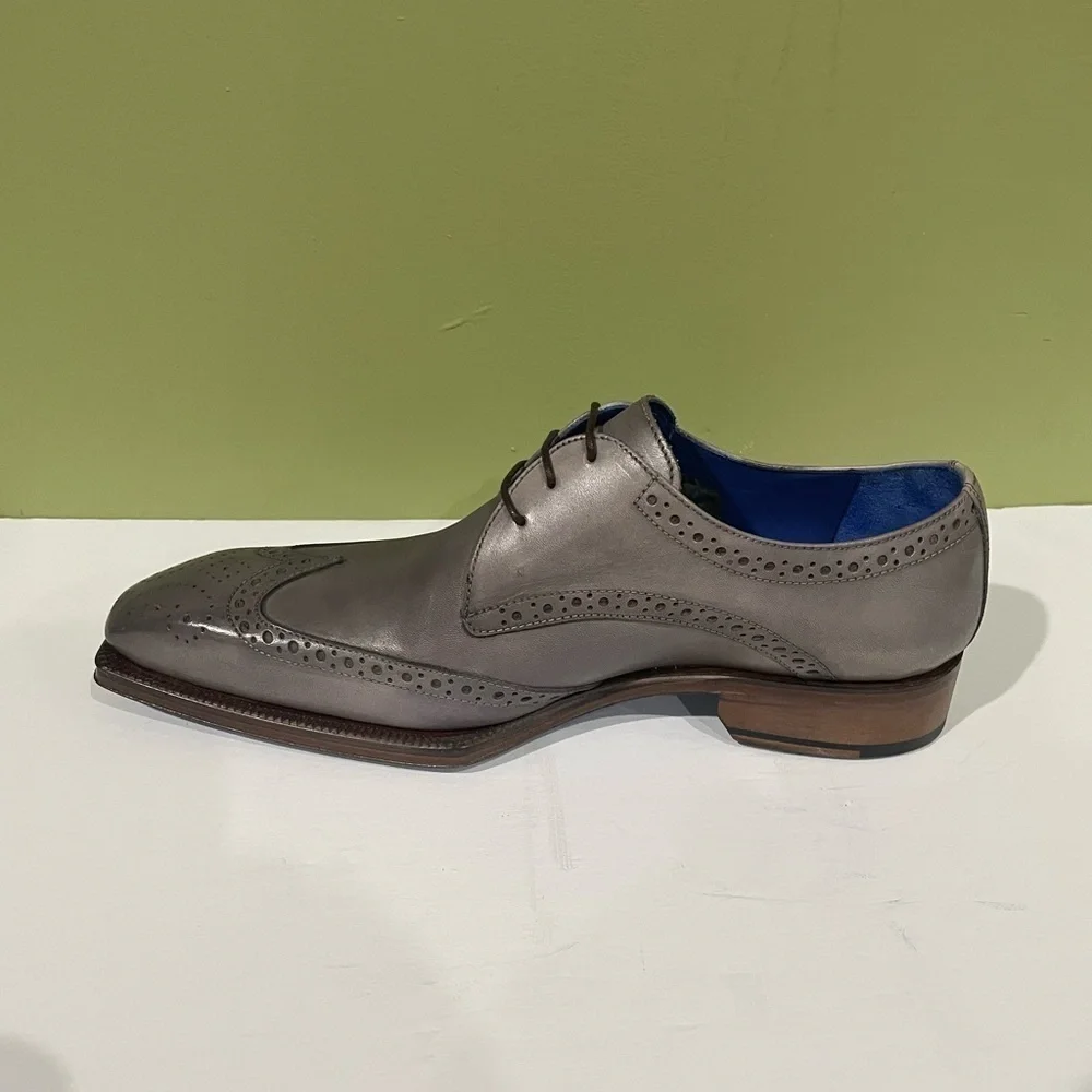 Emilio Franco shoes dressy gray leather calf wing tip